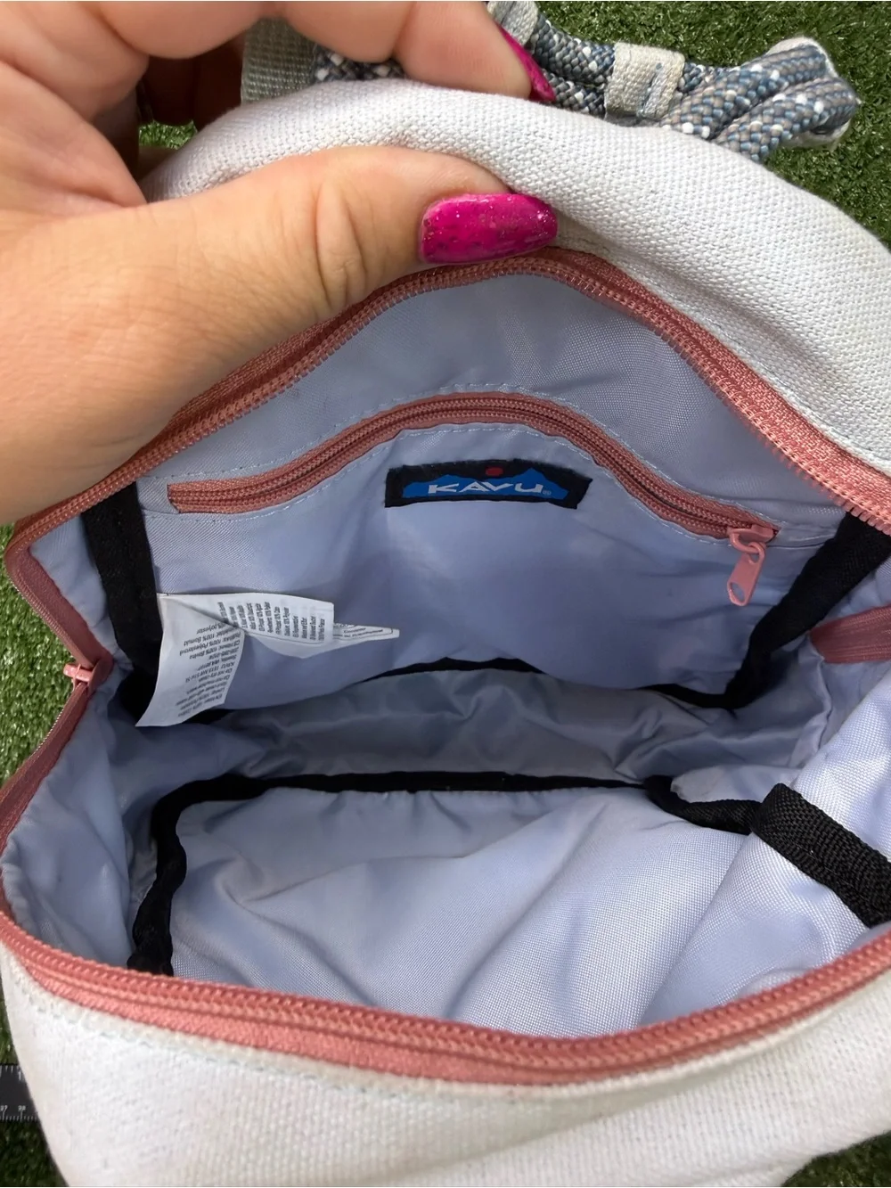 Kavu Patty Pack Backpack Purse Bag Colorblock Green Peach White Travel Outdoor